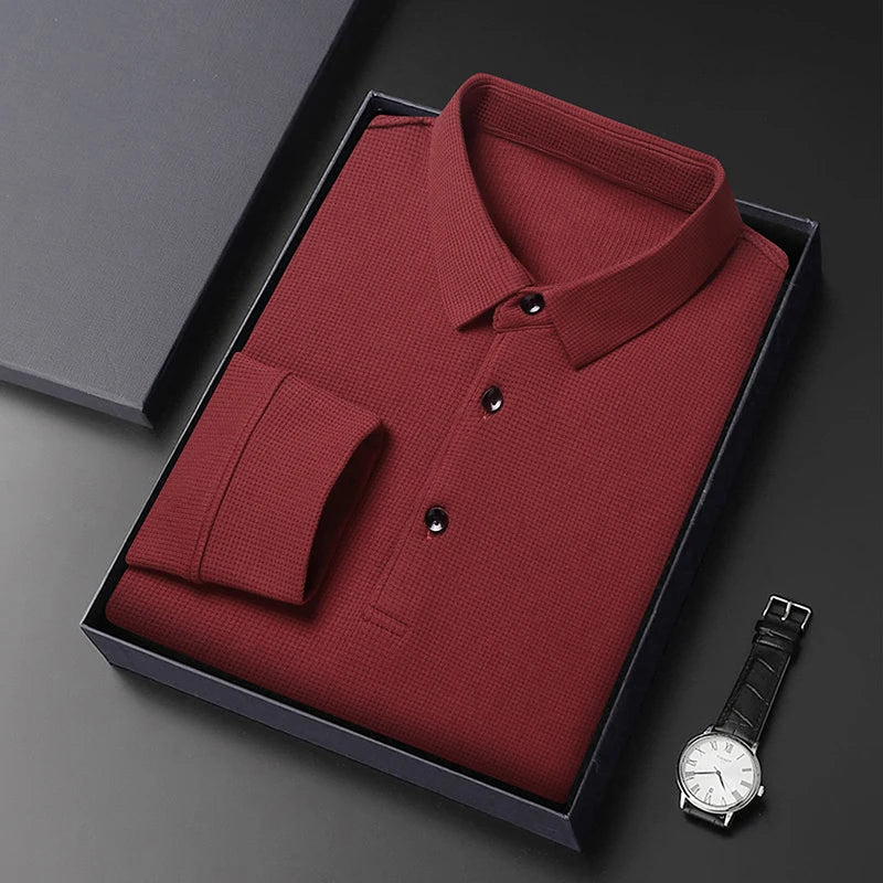 Riniel | Men's Modern Slim-Fit Long Sleeve Polo Shirt-The Yellow Prime
