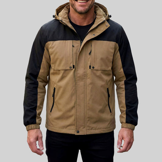 Veste coupe-vent homme à empiècements colorés et fermeture éclair sur le devant - chaude, idéale pour l’automne et l’hiver