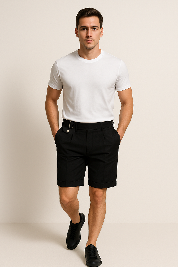 Ronan | Men's Tailored Pleated Summer Shorts-The Yellow Prime