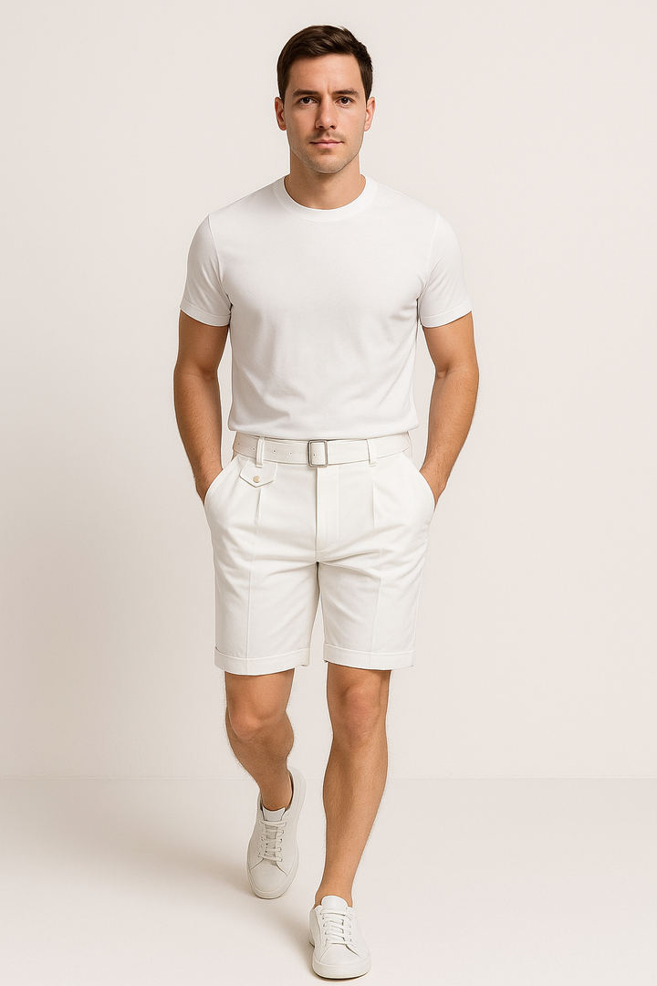 Ronan | Men's Tailored Pleated Summer Shorts-The Yellow Prime