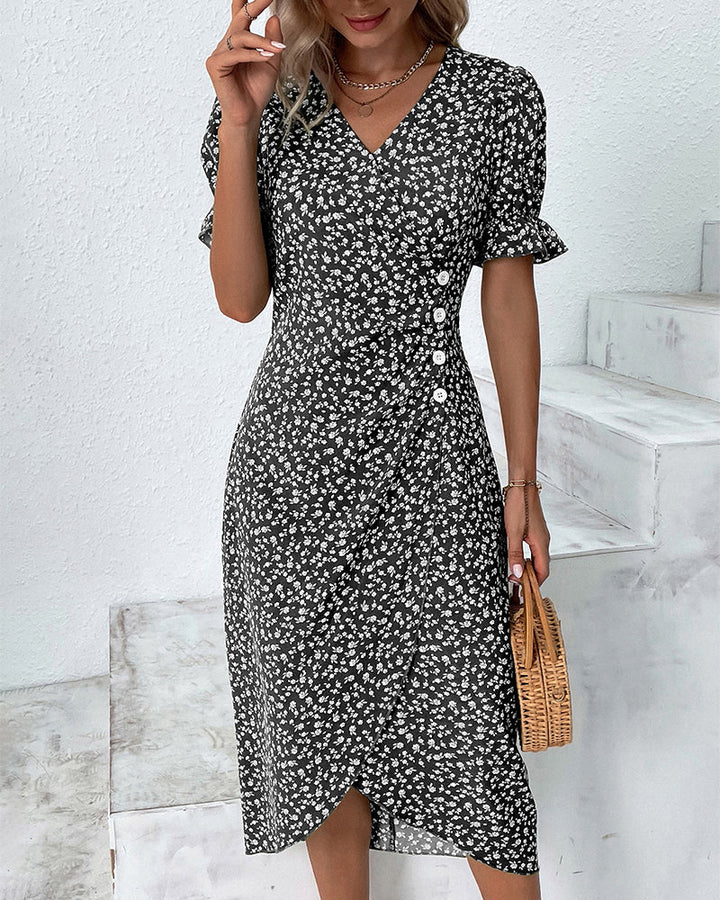 Rosa | Women's Midi Dress with Floral Print-The Yellow Prime