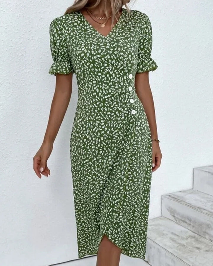Rosa | Women's Midi Dress with Floral Print-The Yellow Prime