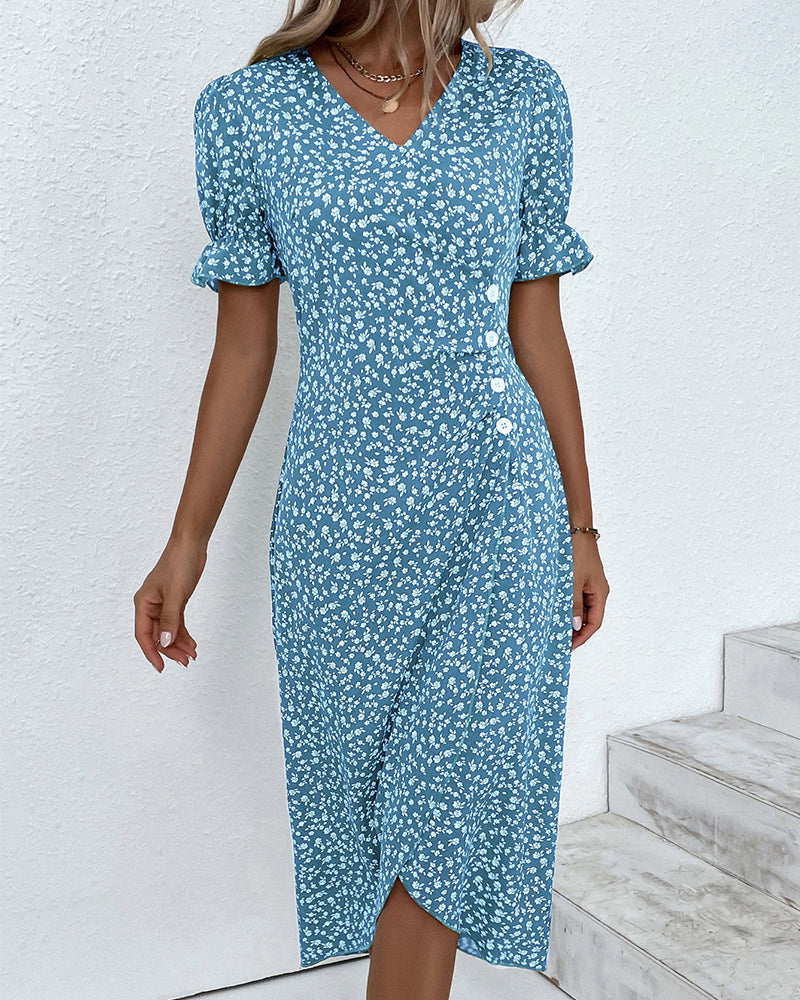 Rosa | Women's Midi Dress with Floral Print-The Yellow Prime