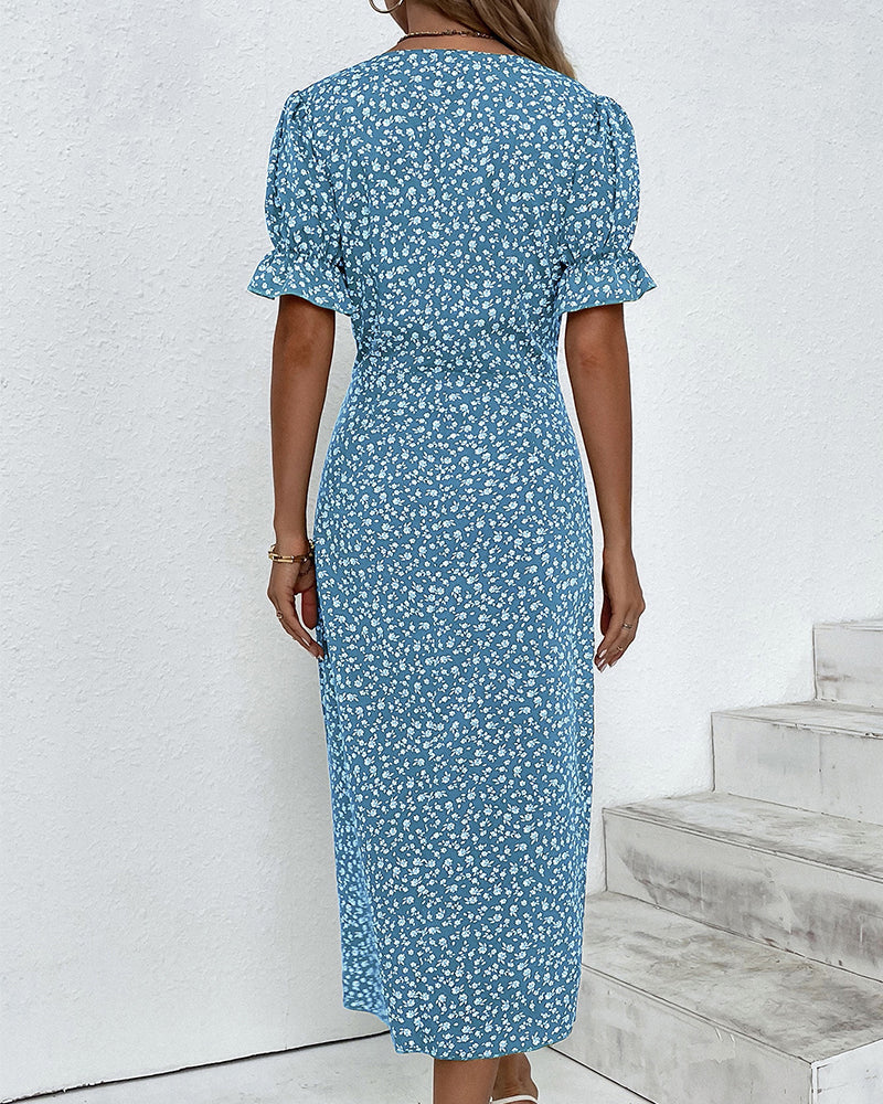 Rosa | Women's Midi Dress with Floral Print-The Yellow Prime