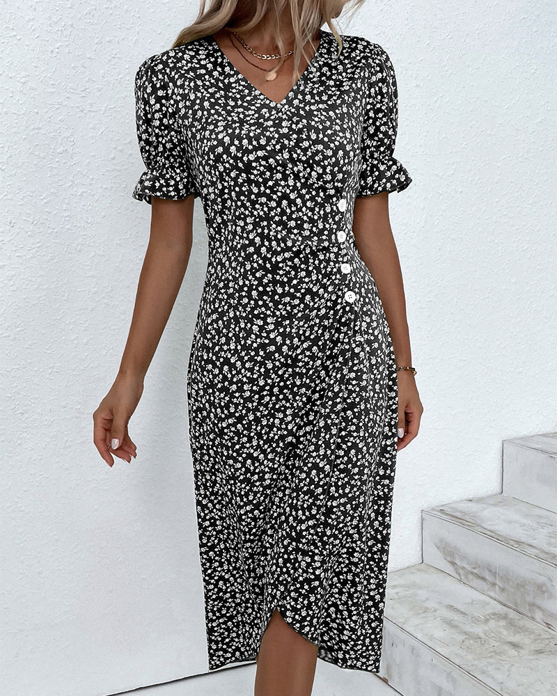 Rosa | Women's Midi Dress with Floral Print-The Yellow Prime