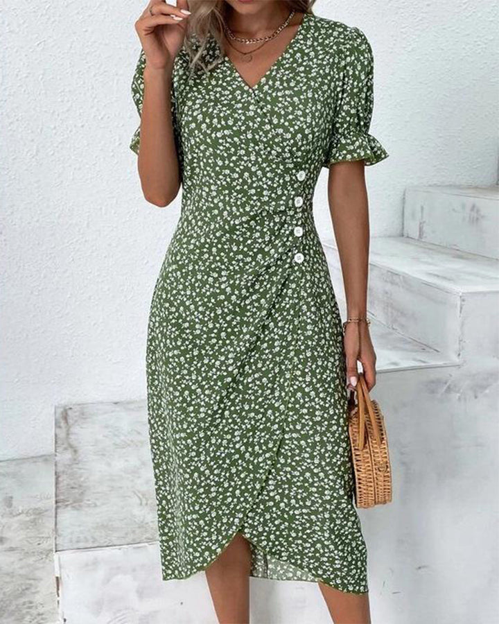 Rosa | Women's Midi Dress with Floral Print-The Yellow Prime