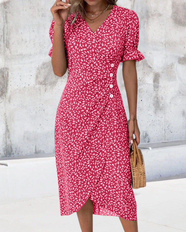 Rosa | Women's Midi Dress with Floral Print-The Yellow Prime