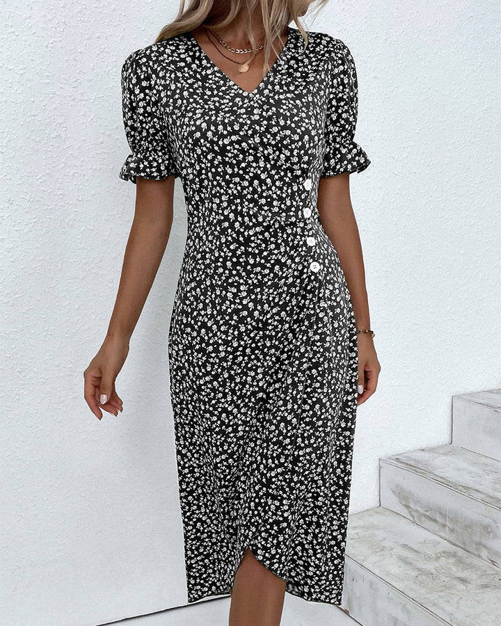 Rosa | Women's Midi Dress with Floral Print-The Yellow Prime