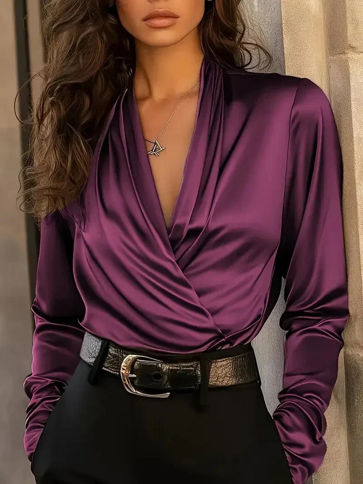 Rosalynn | Women's Elegant V-Neck Top-The Yellow Prime