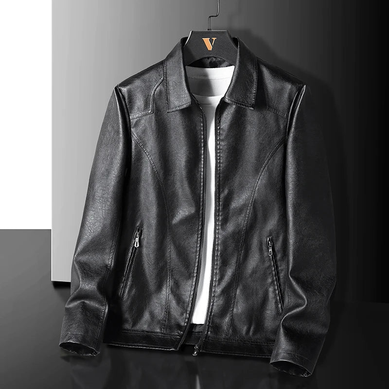 Evan | Men's Vintage Leather Zip-Up Jacket - Relaxed Fit
