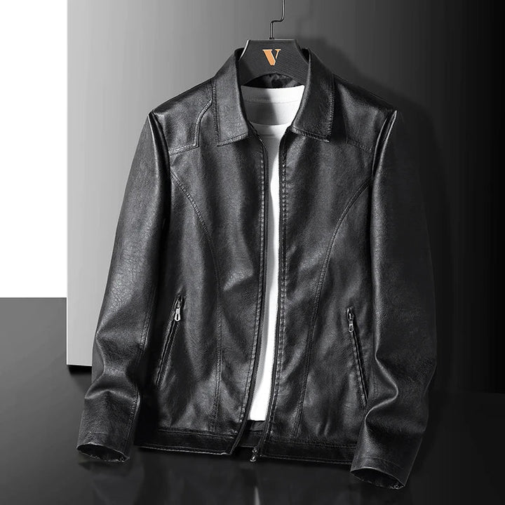 Evan | Men's Vintage Leather Zip-Up Jacket - Relaxed Fit