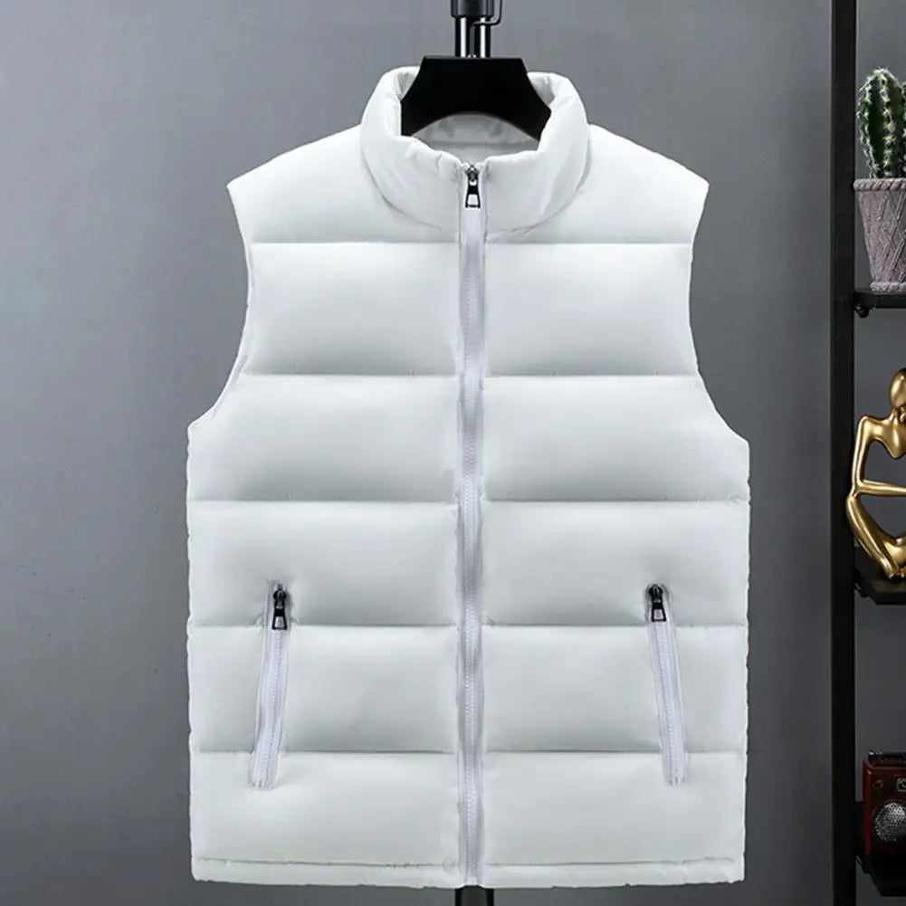 Men's Lightweight Quilted Puffer Vest with Slim Stand Collar