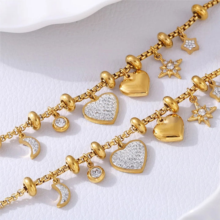 Adjustable Heart Charm Bracelet for Stylish Accessory Lovers
