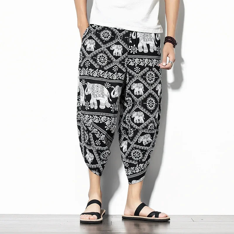Men's Indigo Cropped Trousers-The Yellow Prime