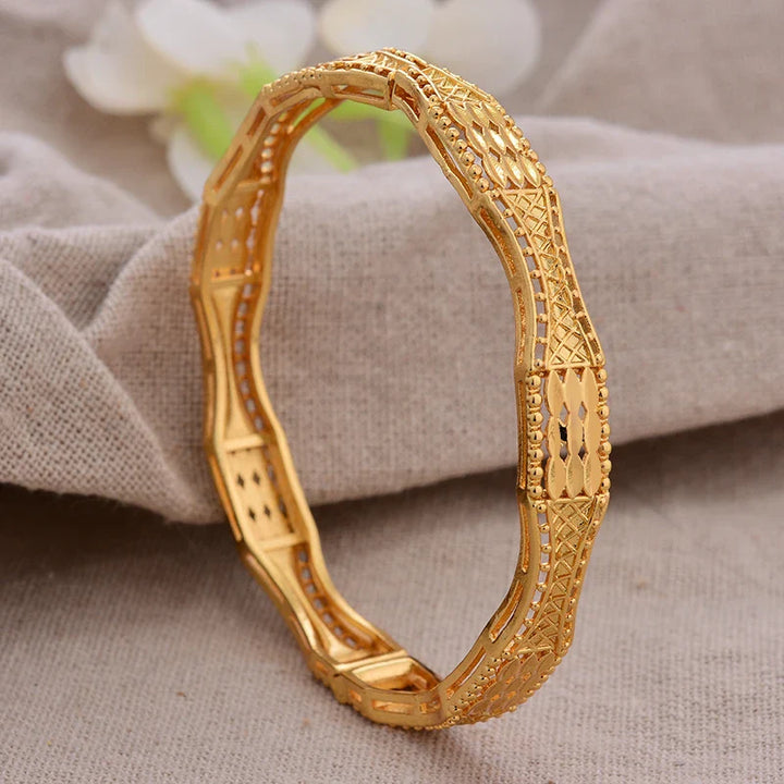 Women's Gold Plated Bangles Arabic Wedding Bracelet-The Yellow Prime