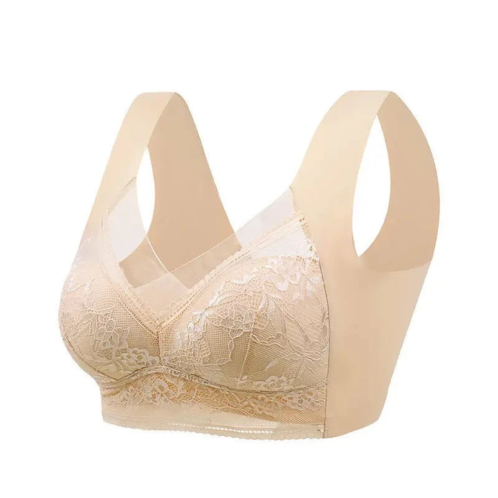 Women's Large Push Up Ice Silk Seamless Lace Wireless Bralette-The Yellow Prime
