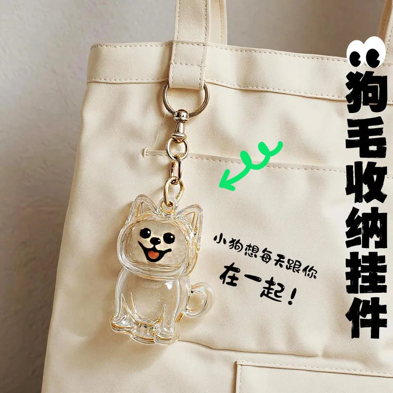 Women's Dog Hair Keepsake Keychain Clear Resin Pendant Charm-The Yellow Prime