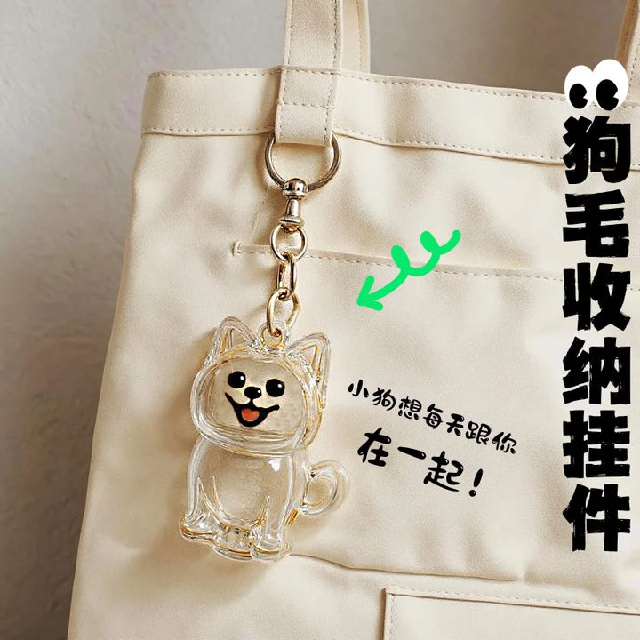 Women's Dog Hair Keepsake Keychain Clear Resin Pendant Charm-The Yellow Prime