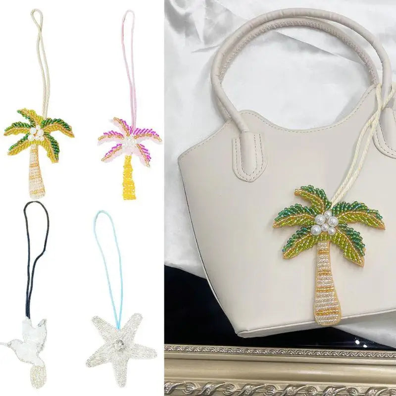Women's Handmade Sequin Patch Coconut Tree Keyring Bag Pendant-The Yellow Prime