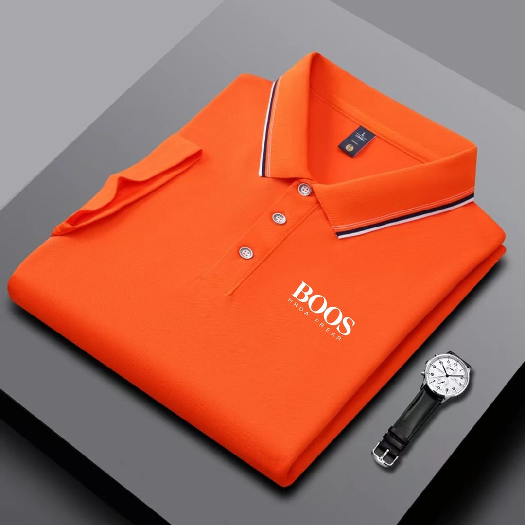 Men's Embroidered Business Casual Short Sleeve Polo Shirt, Breathable Top-The Yellow Prime