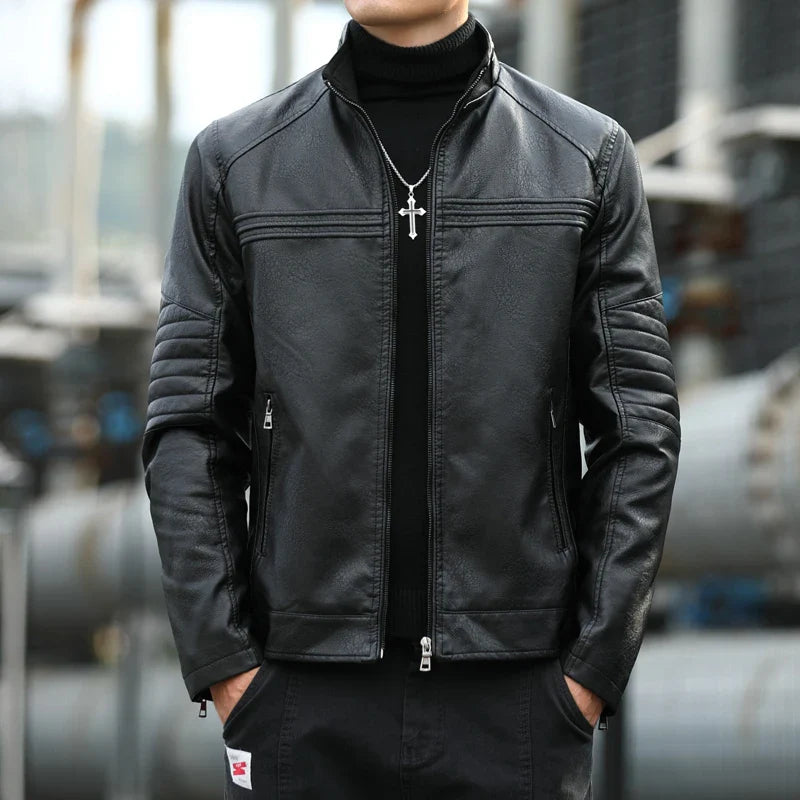 Men's Classic Leather Jacket-The Yellow Prime