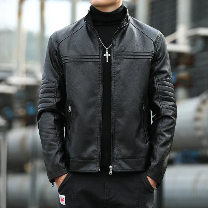 Men's Classic Leather Jacket-The Yellow Prime