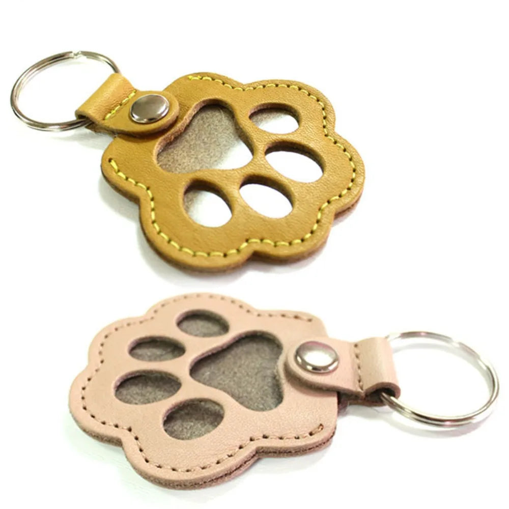 Women's Pet Hair Keychain Paw Pendant PU Leather Holder-The Yellow Prime