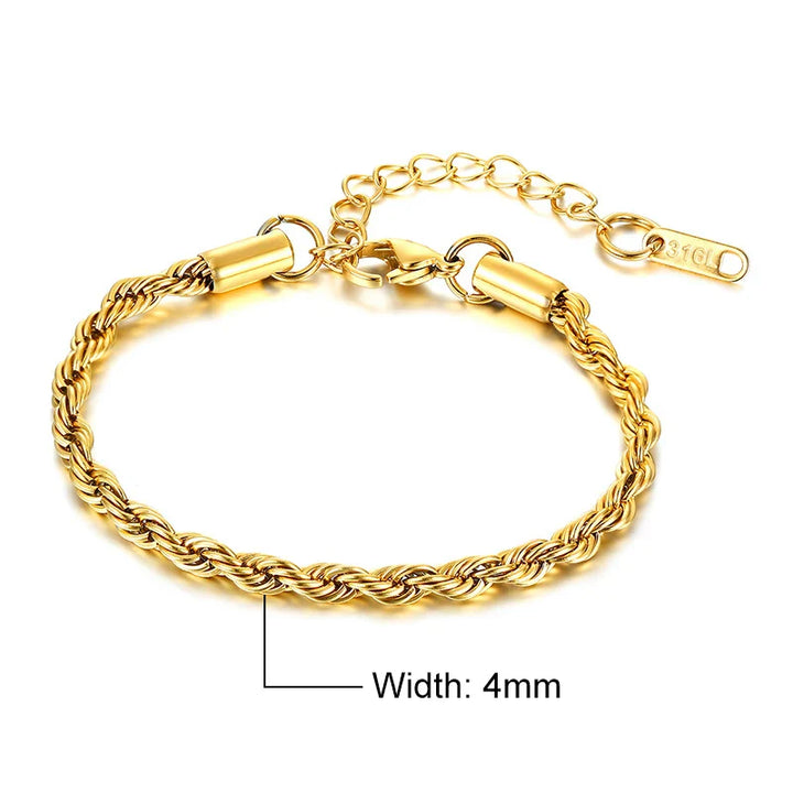 Women's Twisted Stainless Steel Rope Chain Bracelet-The Yellow Prime