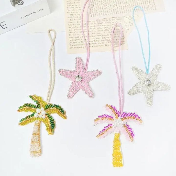 Women's Handmade Sequin Patch Coconut Tree Keyring Bag Pendant-The Yellow Prime