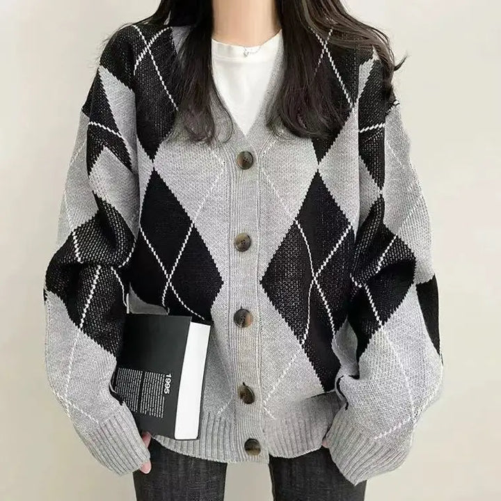 Women's Diamond Knit Cardigan-The Yellow Prime