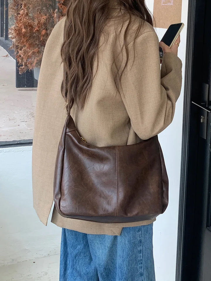 Women's Soft Versatile Hobo Bag - Slouchy Faux Leather Design-The Yellow Prime
