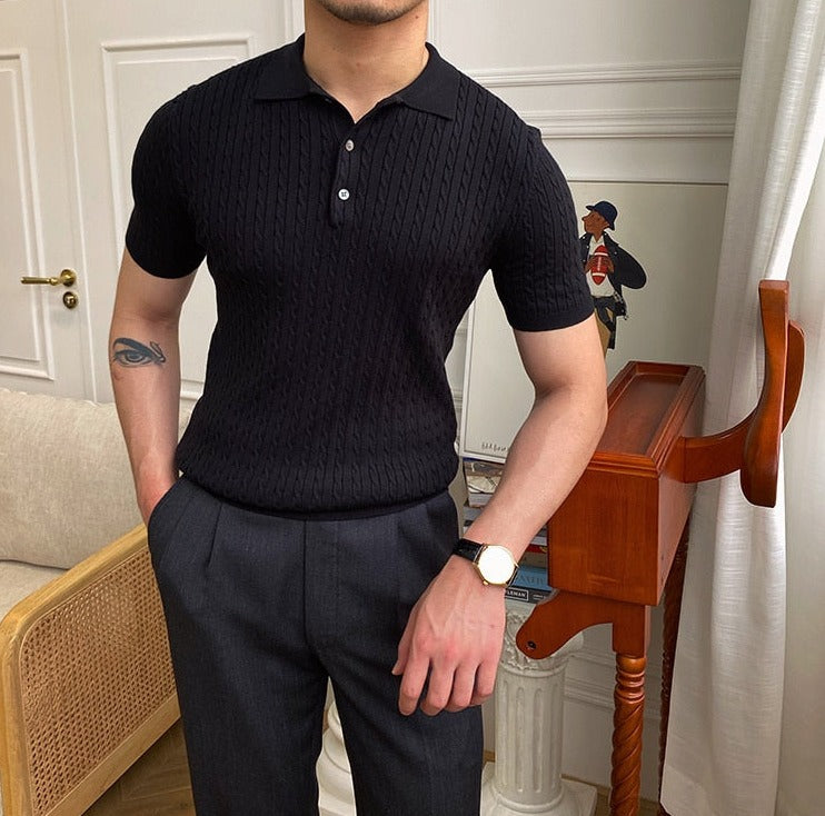 Men's Classic Fit Short Sleeve Polo Shirt in Cotton Blend-The Yellow Prime