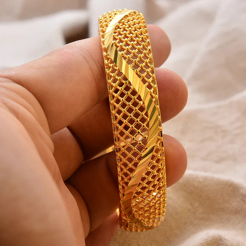 Women's Gold Plated Bangles Arabic Wedding Bracelet-The Yellow Prime