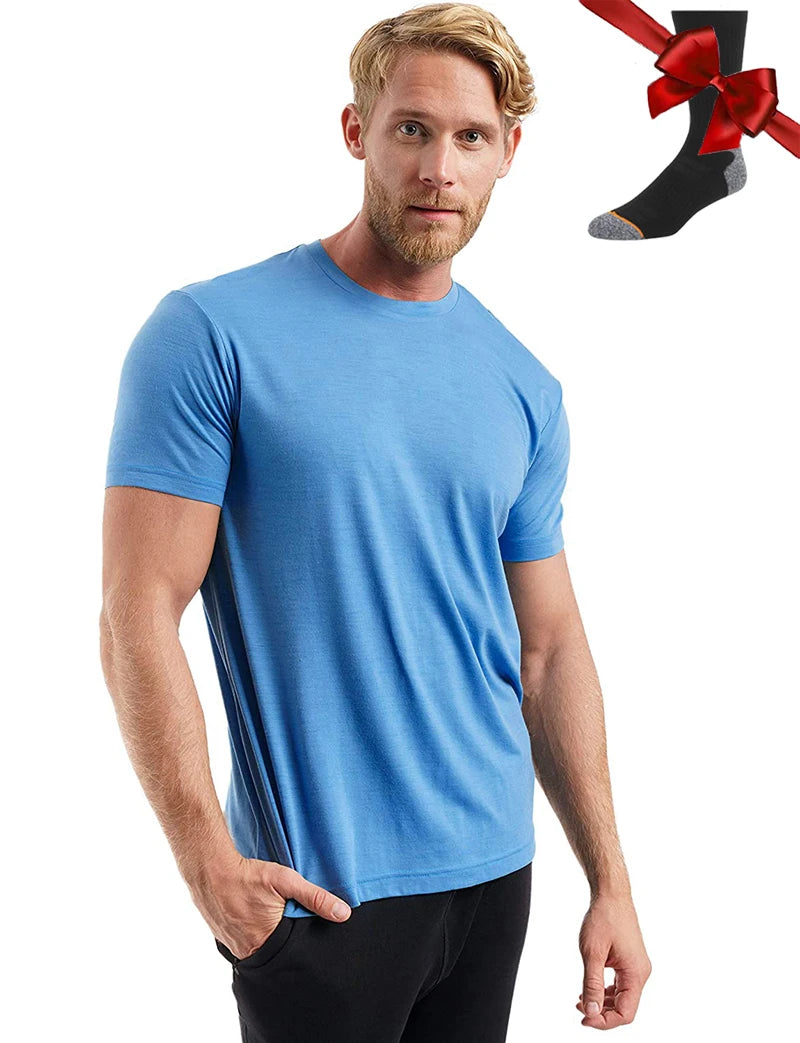 Men's Superfine Merino Wool Base Layer T-Shirt and Socks Set-The Yellow Prime