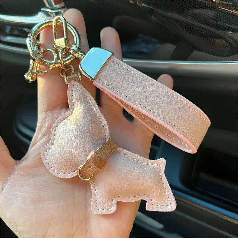 Women's Leather Dog Keychain Car Charm Hanging Accessory-The Yellow Prime