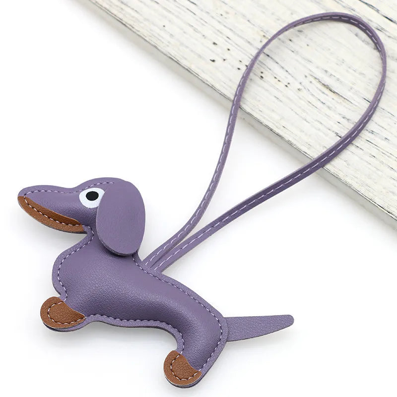 Women's Dachshund Leather Bag Charm Keychain Gift-The Yellow Prime