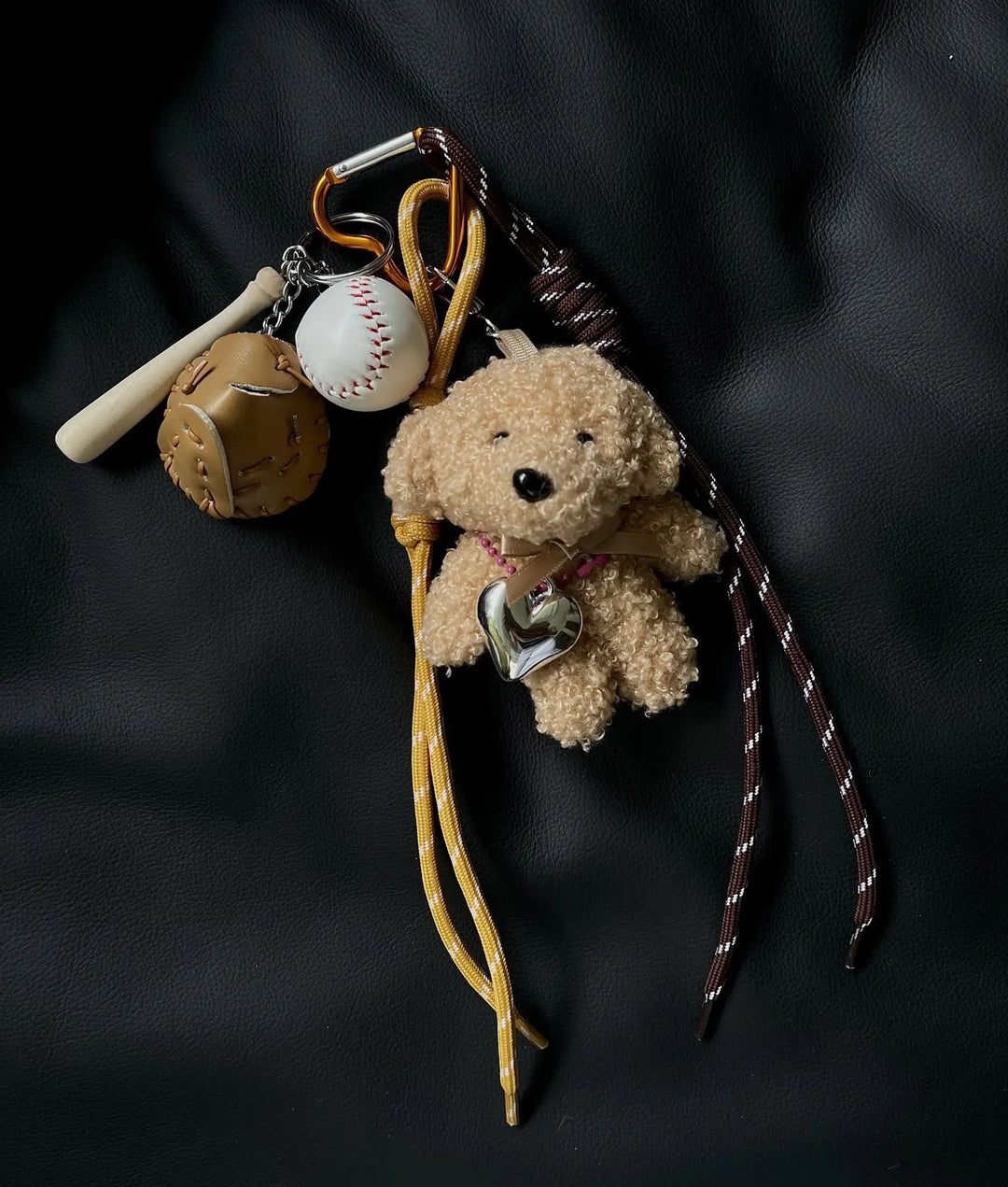 Women's Plush Baseball Dog Key Chain Bag Charm Cute Accessory-The Yellow Prime