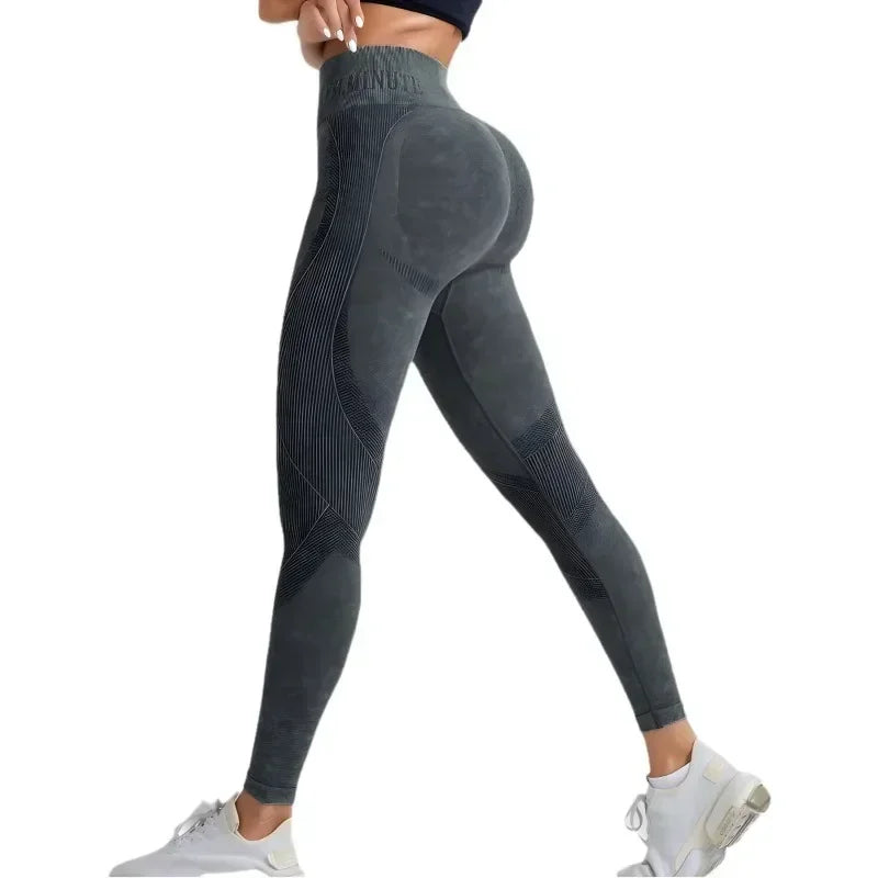 Nahtlose Yoga-Hosen mit hohem Bund und cooler Aufschrift für Damen