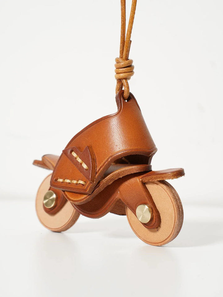 Women's Vintage Leather Motorcycle Keychain Mini Bag Pendant-The Yellow Prime