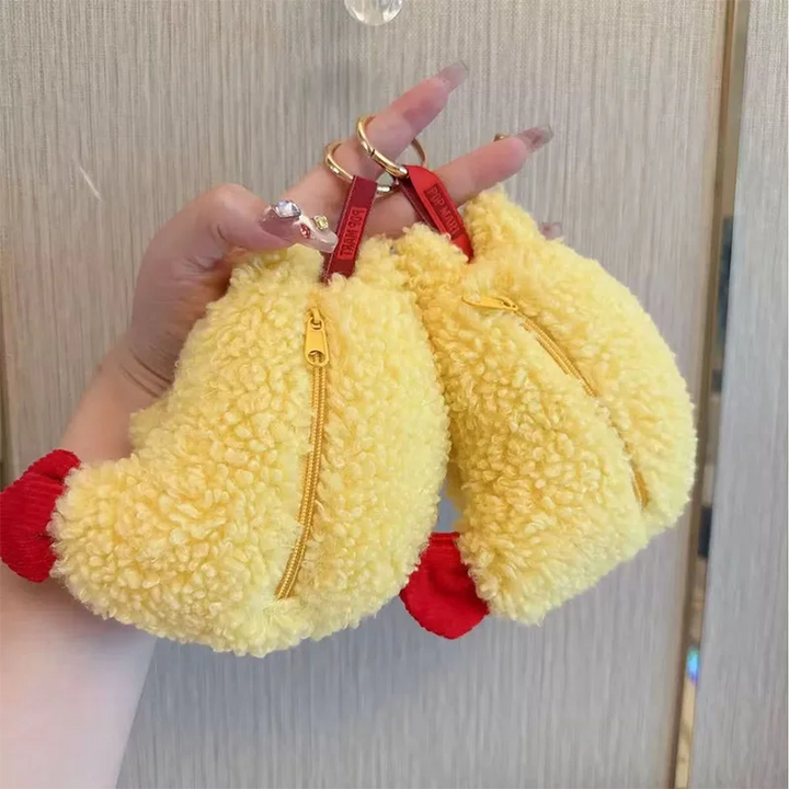 Women's Plush Earphone Bag Keychain with Tempura Shrimp Design-The Yellow Prime