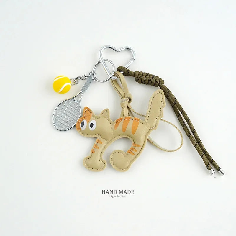 Women's Leather Dachshund Keychain Braid Rope Bag Charm-The Yellow Prime