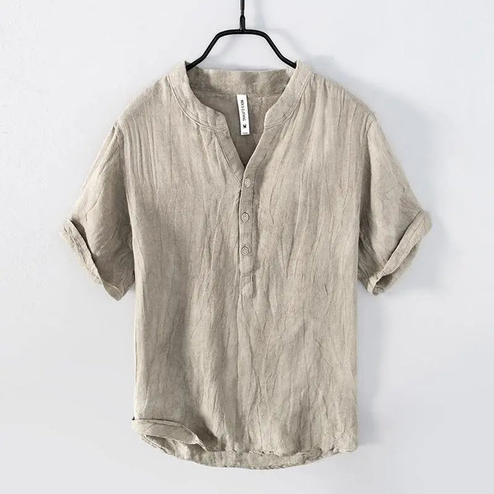 Men's Short Sleeve Linen Shirt - Cove Style-The Yellow Prime