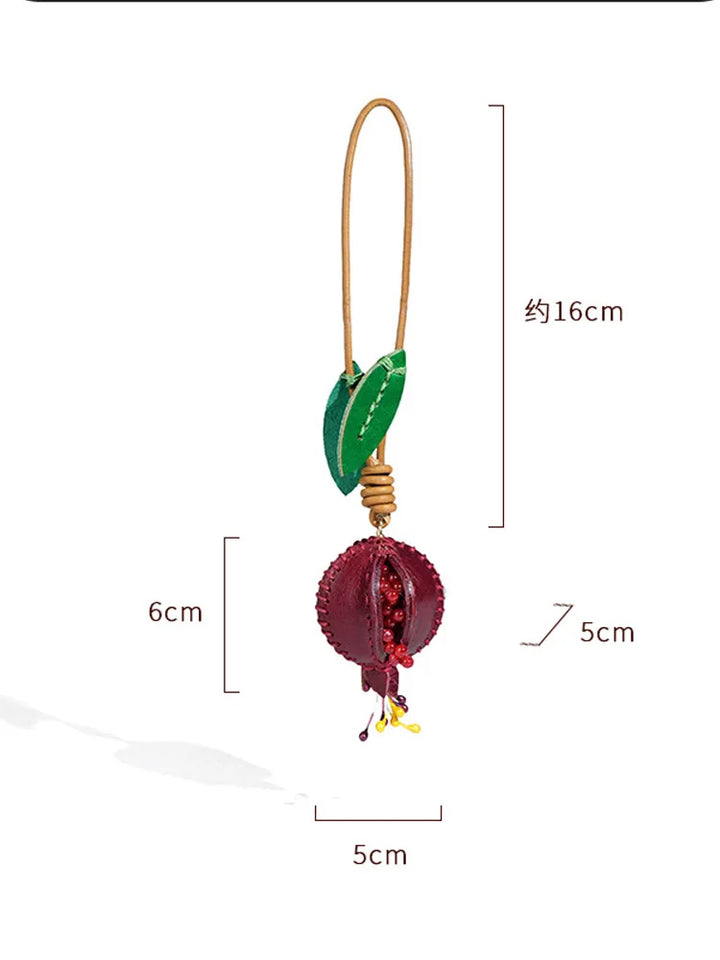 Women's Pomegranate Leather Charm Keychain for Bags and Cars-The Yellow Prime