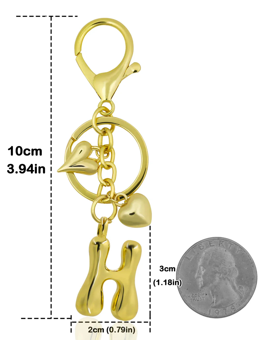 Women's Personalized Gold Bubble Letter Keychain Bag Charm Gift-The Yellow Prime