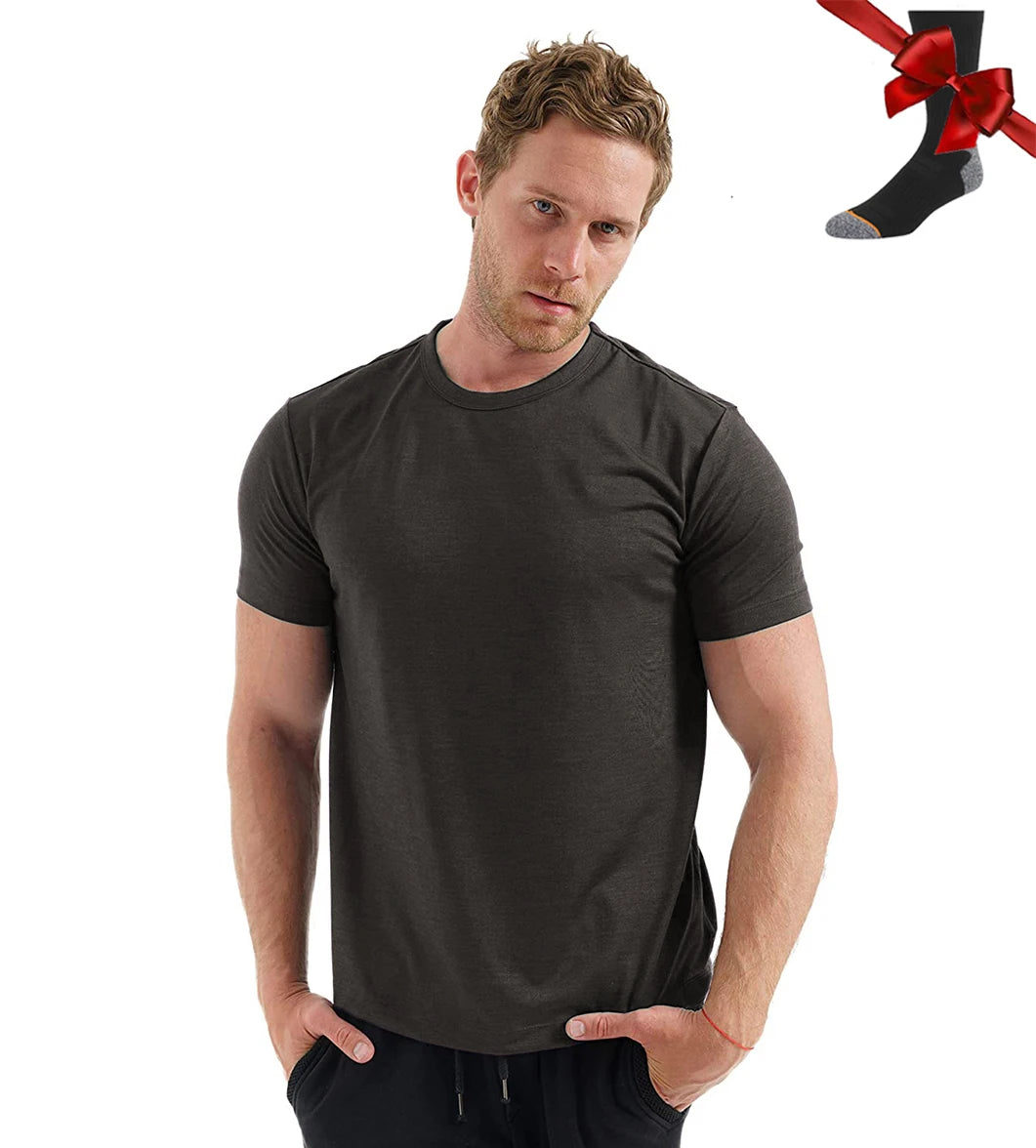 Men's Superfine Merino Wool Base Layer T-Shirt and Socks Set-The Yellow Prime