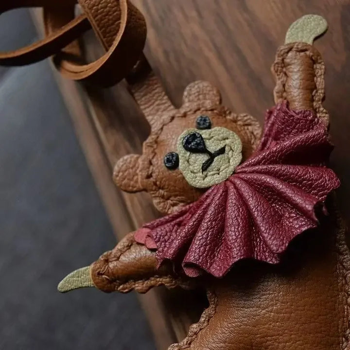 Women's PU Leather Bag Charm Dancing Bear Keychain Gift-The Yellow Prime