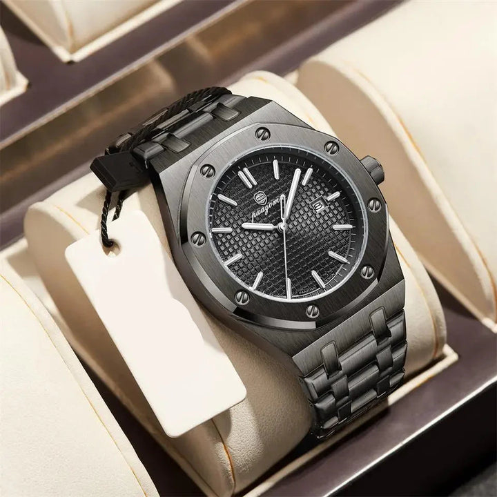 Men's Waterproof Quartz Stainless Steel Business Watch with Date-The Yellow Prime