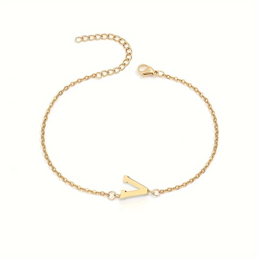 [Women's Minimalist Elegant Initial Letter Bead Bracelet]-The Yellow Prime