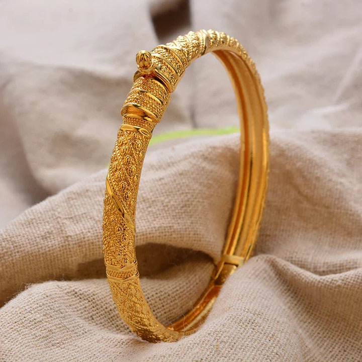 Women's Gold Plated Bangles Arabic Wedding Bracelet-The Yellow Prime