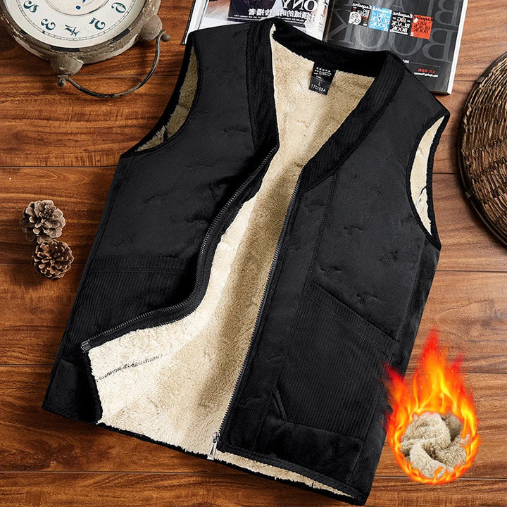 Men's Warm Cozy Sleeveless Zipper Vest for Winter
